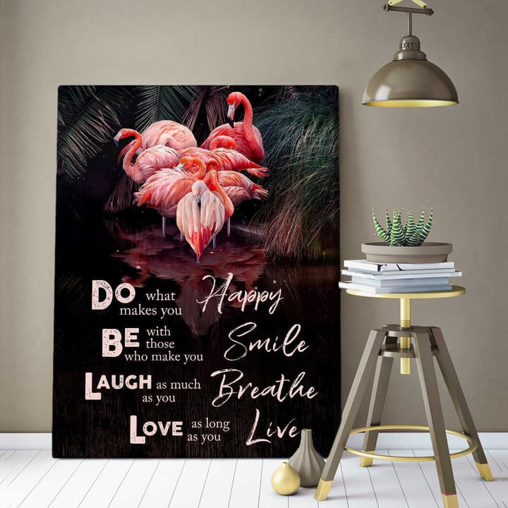 Flamingo Canvas Happy Smile Breathe Live Wall Art Decor Dhg 1828 | PB Canvas