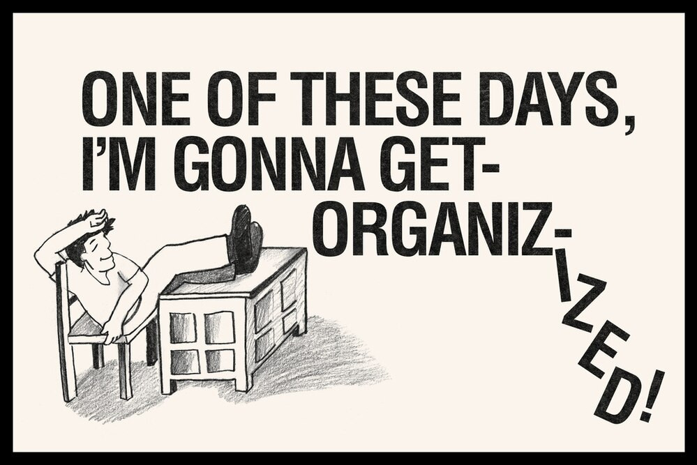 One Of These Days Im Gonna Get Organizized Desk Retro Sign Humor Canvas Canvas Print | PB Canvas