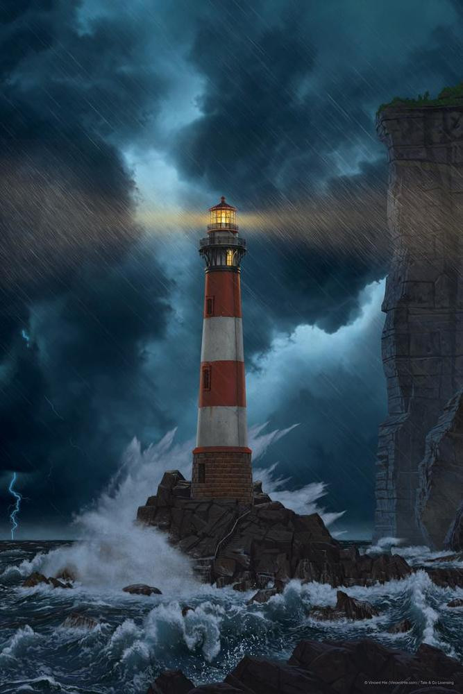 Unbreakable Lighthouse Stormy Seas By Vincent Hie Nature Canvas Canvas Print | PB Canvas