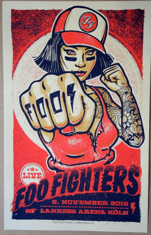 Foo Fighters 2015 Artist Proof 2 Cologne Lars Krause Red Variant Tour Canvas Canvas Print | PB Canvas
