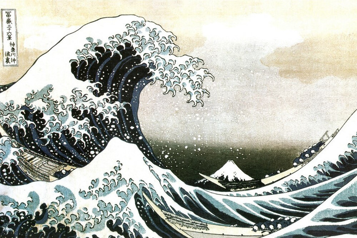 The Great Wave Of Kanagawa Katsushika Hokusai Japanese Art Print Wall Decor Ocean Waves Off Painting Replica For Dorm Room Decor Or Home Room Kitchen Artistic Canvas Canvas Print Wooden | PB Canvas