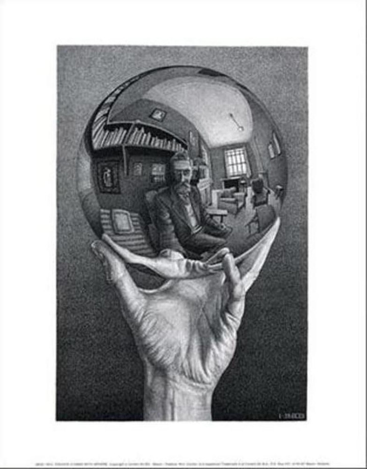 M C Escher Hand With Reflecting Sphere 11x14 Canvas Canvas Print | PB Canvas
