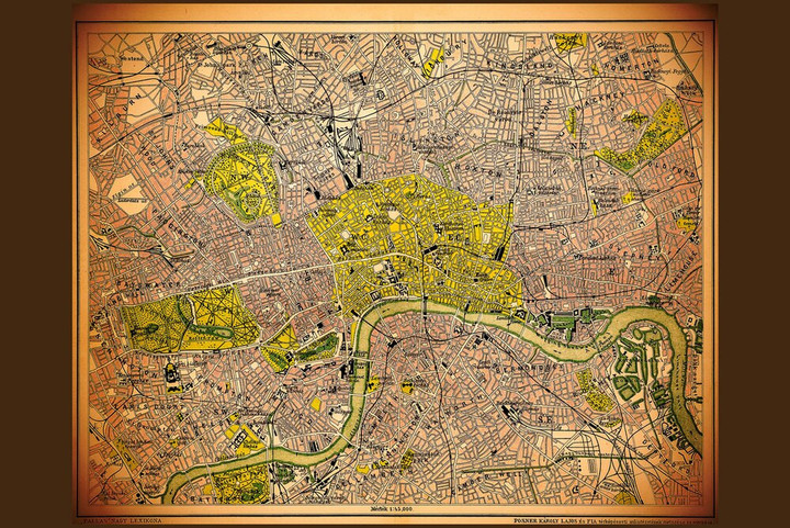 London Historic Antique Style Map Canvas Canvas Print | PB Canvas
