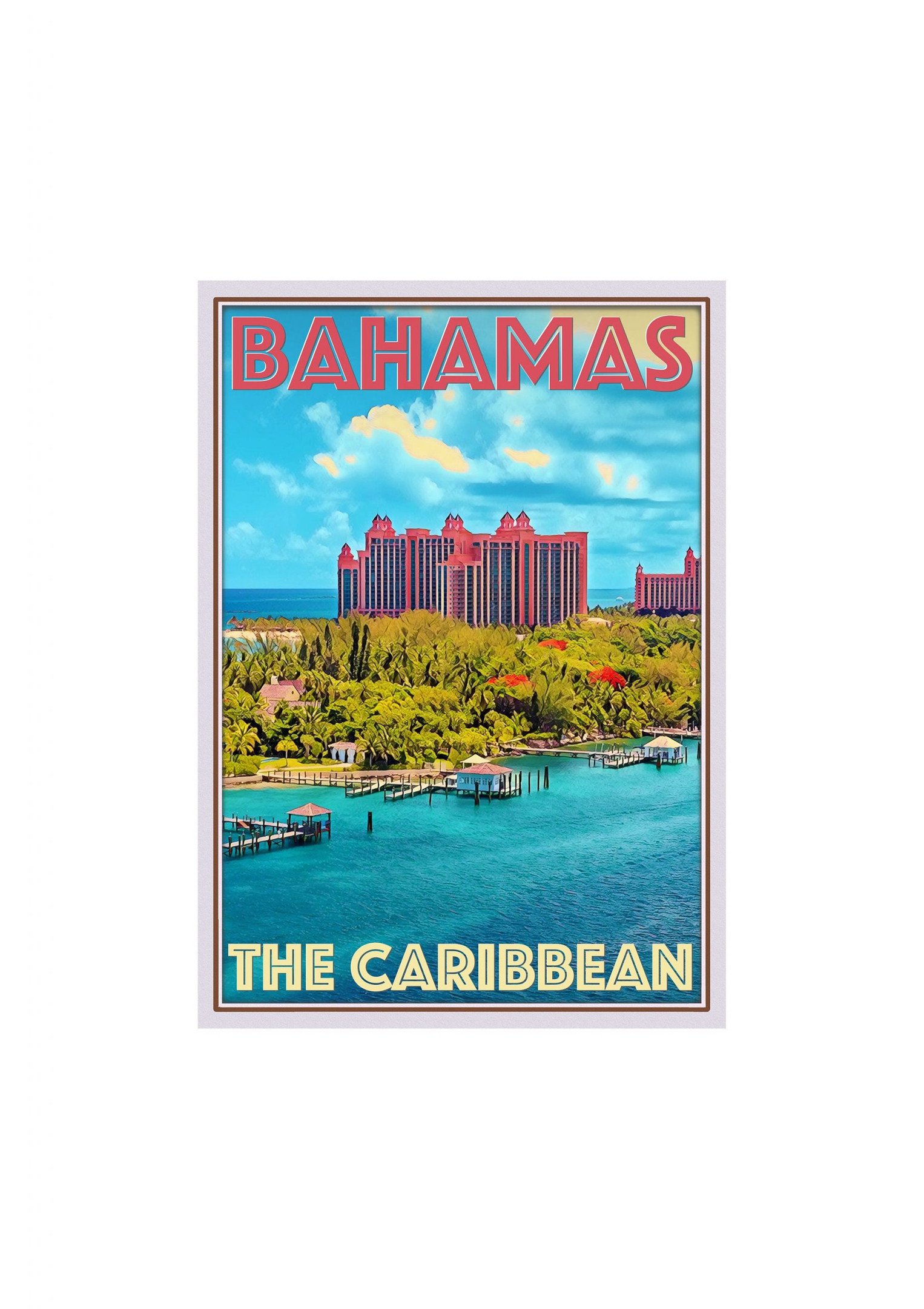 Retro Vintage Style Travel The Caribbean Bahamas Canvas Canvas Print | PB Canvas