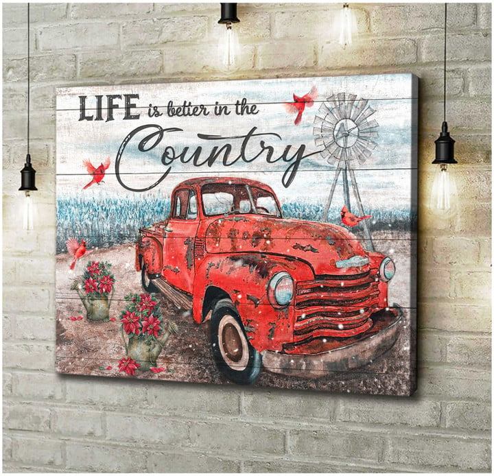 Cardinal Life Is Better In The Country Canvas Wall Art Decor Dhg 1648 | PB Canvas
