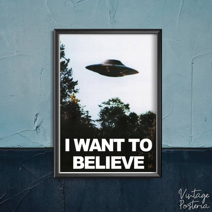 Sci Fi Ufo Print I Want To Believe Vintage Canvas Painting Collection | PB Canvas