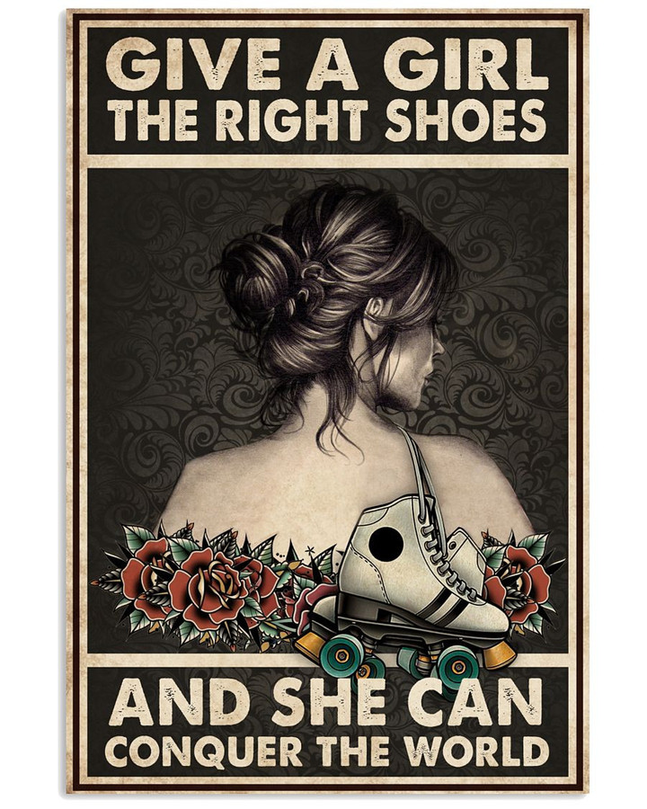 Roller Skating Give A Girl The Right Shoes And She Can Conquer The World Canvas | PB Canvas