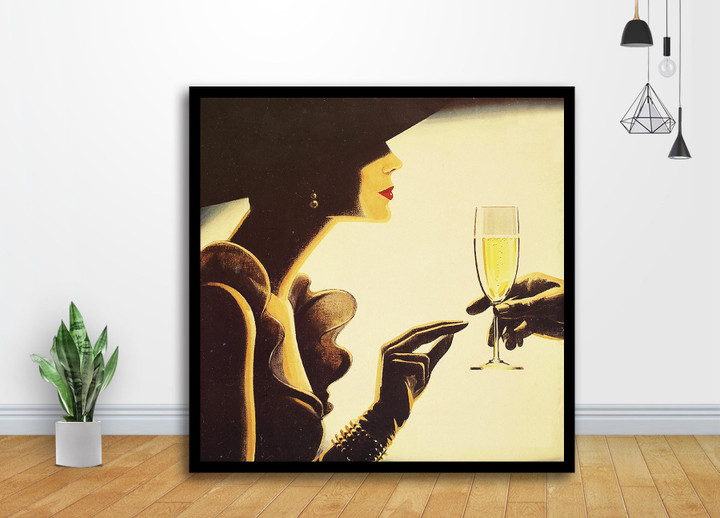 Vintage Painting Classy Lady Champagne Advert Art Canvas Canvas Print | PB Canvas