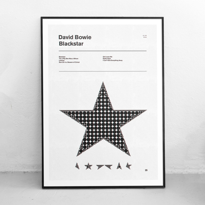 David Bowie Blackstar Retro Graphic Design Minimalist Art Various Colours Dot Matrix Canvas Canvas Print | PB Canvas