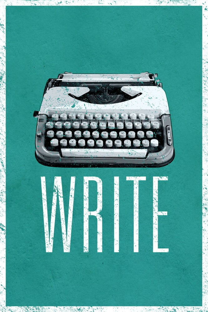 Write Manual Typewriter Retro Vintage Green Creative Writing Writer Teacher School Classroom College Motivational Canvas Canvas Print | PB Canvas