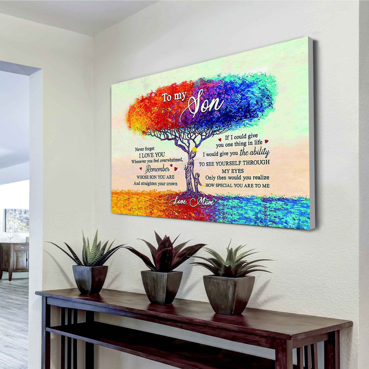 Tree Family Canvas Canvas To My Son Never Forget That I Love You My Eyes Only Then Would You Realize How Special You Are To Me Love Mom Horizontal Canvas Dhg 2903 | PB Canvas