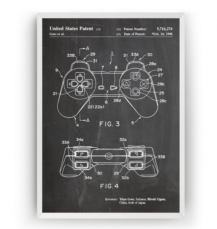 Playstation Controller Patent Print Wall Art Gaming Gifts Canvas Canvas Print | PB Canvas
