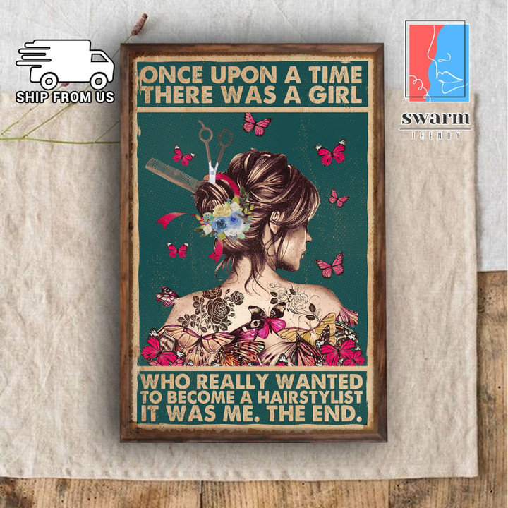 Hairdresser Tattoo Girl Canvas Once Upon A Time There Was A Girl Who Really Wanted To Become A Hairstylist Canvas | PB Canvas