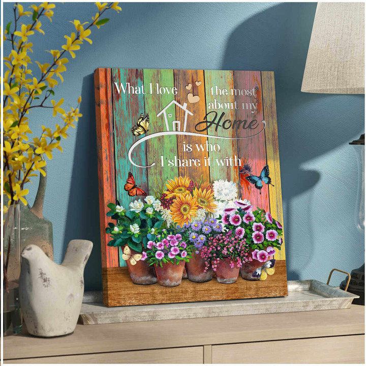 Top 10 Beautiful Flowers And Butterfly Canvas What I Love The Most About My Home Family Wall Art Decor Dhg 2168 | PB Canvas