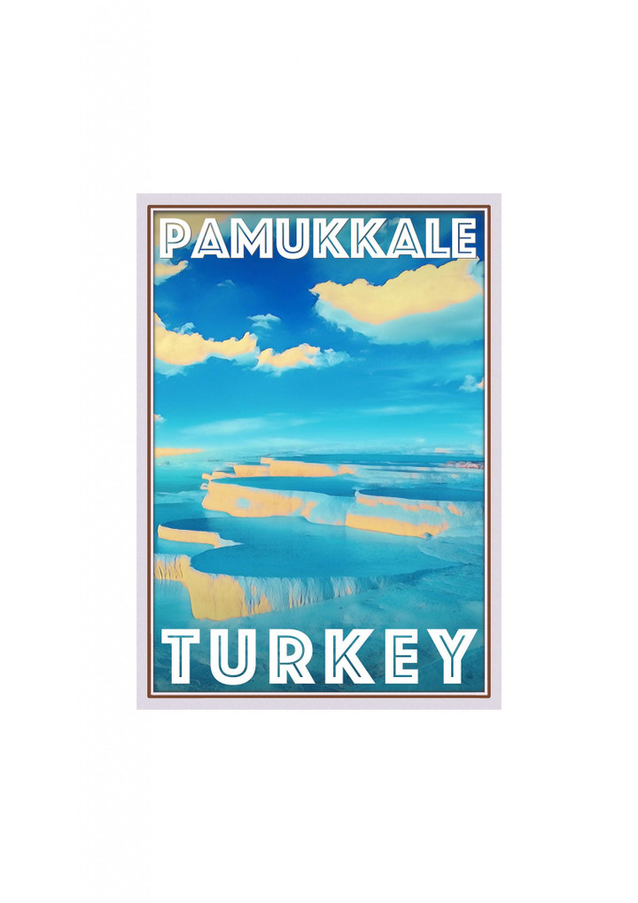 Retro Vintage Style Travel Pamukkale Turkey Canvas Canvas Print | PB Canvas
