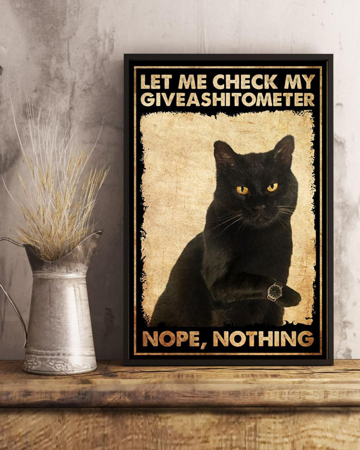 Black Cat Giveashitometer Vertical Canvas Black Cat Canvas Cat Lover Cat Mom Funny Cat Canvas Cute Cat Canvaswall Decor Canvas No Frame | PB Canvas