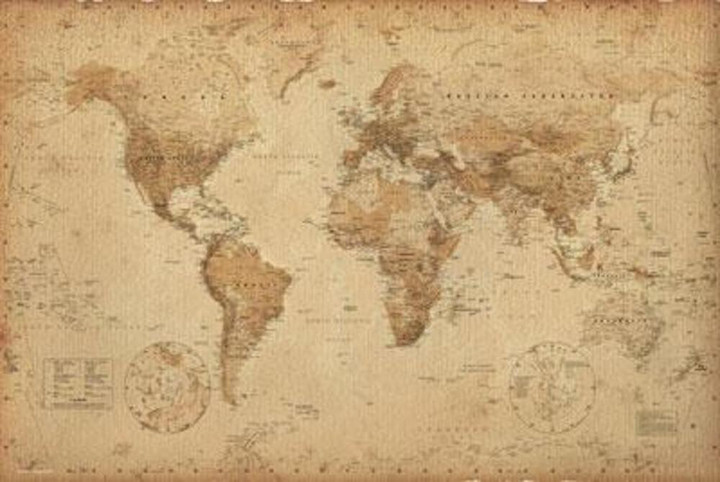 World Map Antique Style Vintage Canvas Canvas Print | PB Canvas