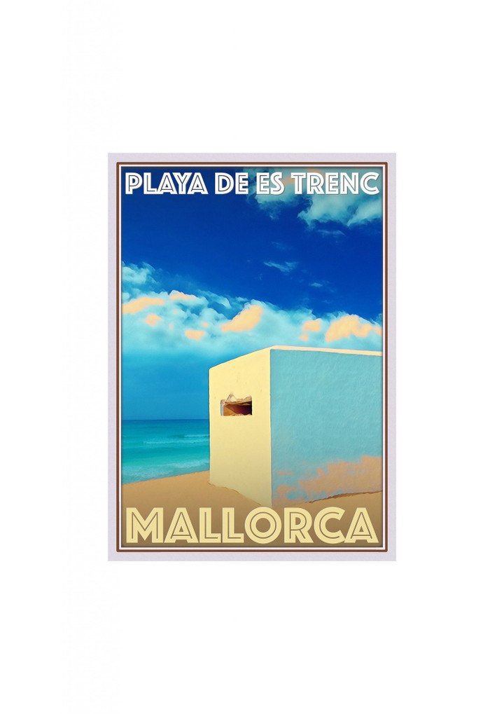 Retro Vintage Style Travel Playa De Es Trenc Mallorca Canvas Canvas Print | PB Canvas