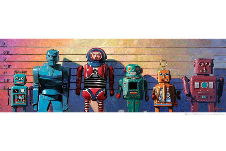 Robots Caught Again Lineup By Eric Joyner Canvas Canvas Print | PB Canvas