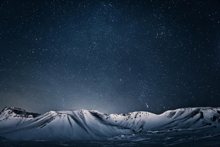 Stars Sky Snowy Mountains Night Landscape Photo Canvas Canvas Print | PB Canvas