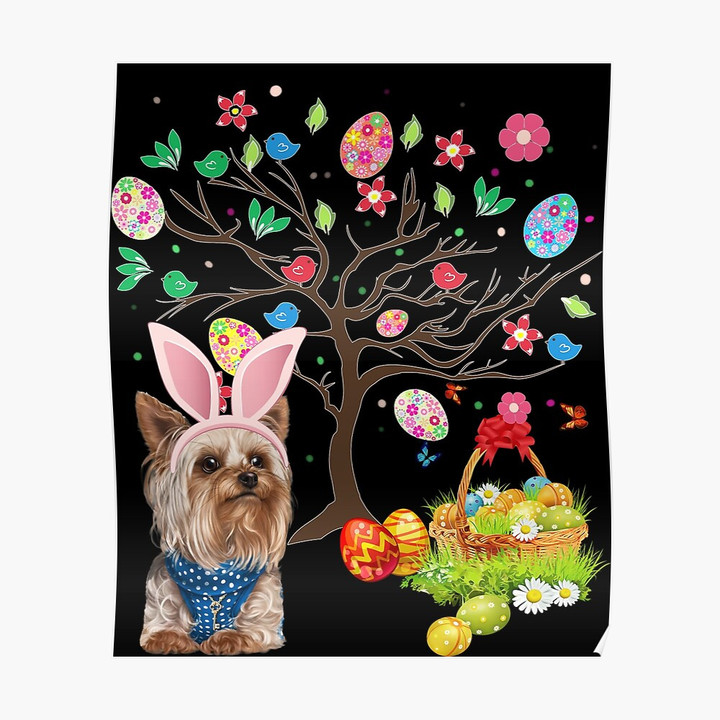 Yorkie Dog Pet Hunting Egg Tree Bunny Easter Day Canvas Canvas Print | PB Canvas