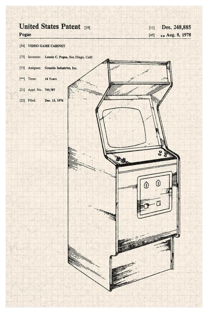 Arcade Video Game Cabinet Official Patent Diagram Canvas Canvas Print | PB Canvas