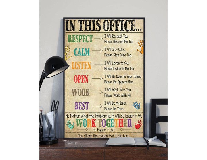 Social Worker In This Office Work Together Teamwork Canvas Office Society Office Rules Canvas Wall Decor Office Decor | PB Canvas