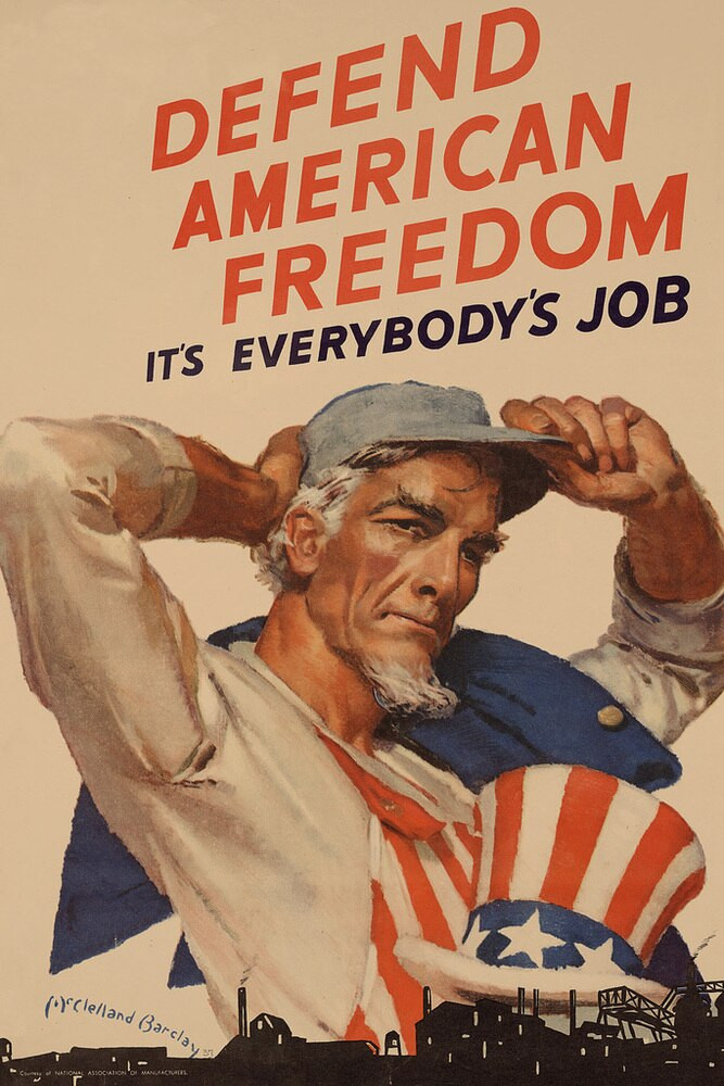 Uncle Sam Defend American Freedom Wpa War Propaganda Canvas Canvas Print | PB Canvas