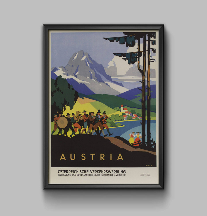Austria Canvas Vintage Travel Austria Print Austria Travel Canvas Canvas Print | PB Canvas