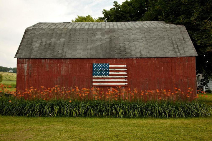 American Flag Painted On Rural Red Barn Photo Photograph Canvas Canvas Print | PB Canvas