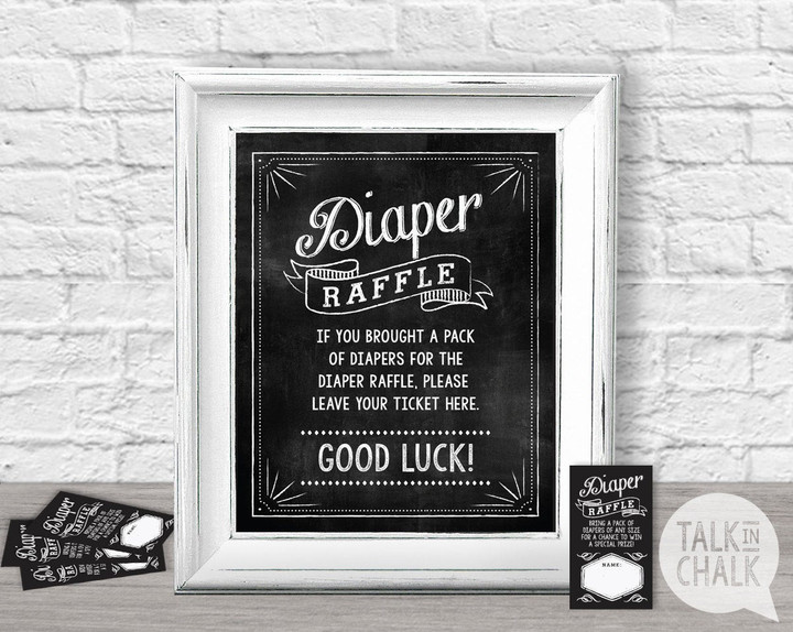 Baby Shower Diaper Raffle Sign Printable Diaper Raffle Chalkboard Sign And Raffle Tickets Baby Shower Activities Canvas Canvas Print | PB Canvas