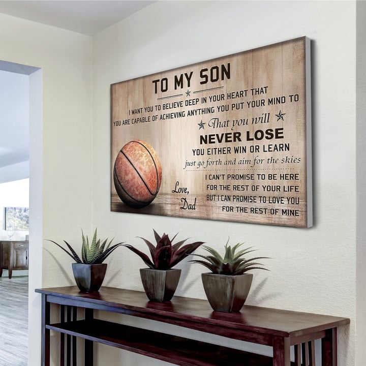Basketball Canvas Dad To My Son Canvas Birthday Gifts For Son From Father Canvas Wall Art Print Home Living Decor Canvas Horizontal Canvas Dhg 926 | PB Canvas