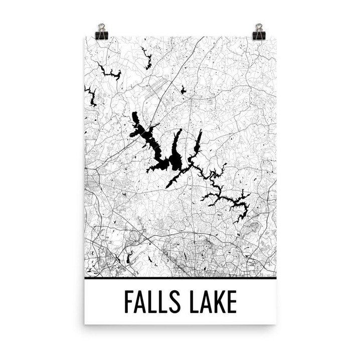Falls Lake North Carolina Falls Lake Georgia Falls Lake Map North Carolina Map Falls Lake Art Nc Lake Art Falls Lakes Nc Canvas Canvas Print | PB Canvas