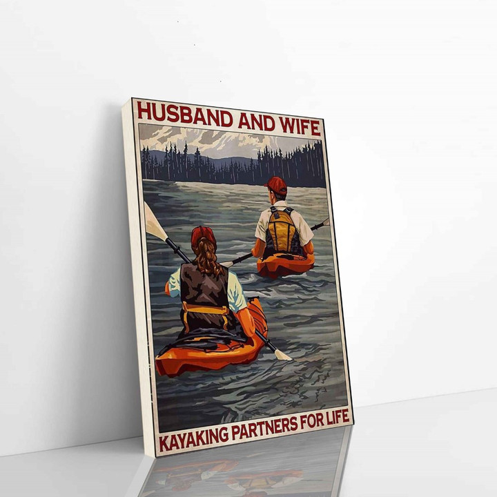 Kayaking Vertical Canvas Husband And Wife Kayaking Partner For Life Vertical Canvas Dhg 686 | PB Canvas