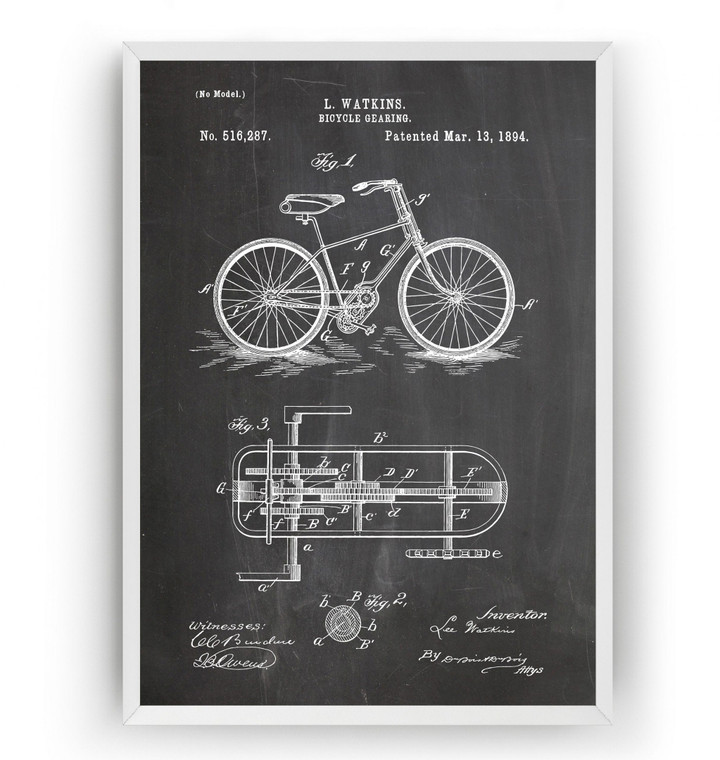 Bicycle Gears Patent Print Wall Art Cycling Gifts Canvas Canvas Print | PB Canvas