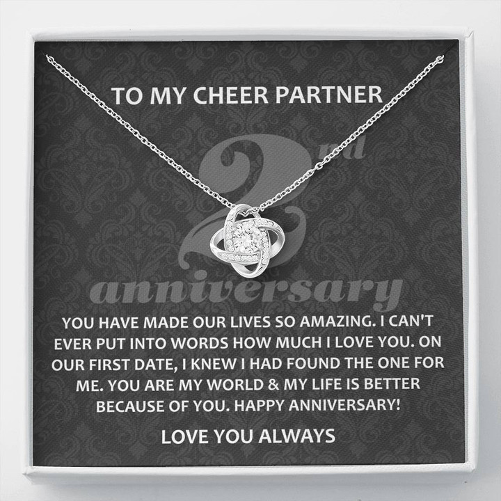 To My Cheer Partner, 2 Year Anniversary Gift, Jewelry for Husband, Traditional 2nd Wedding Anniversary Gift for Wife - Buy Now