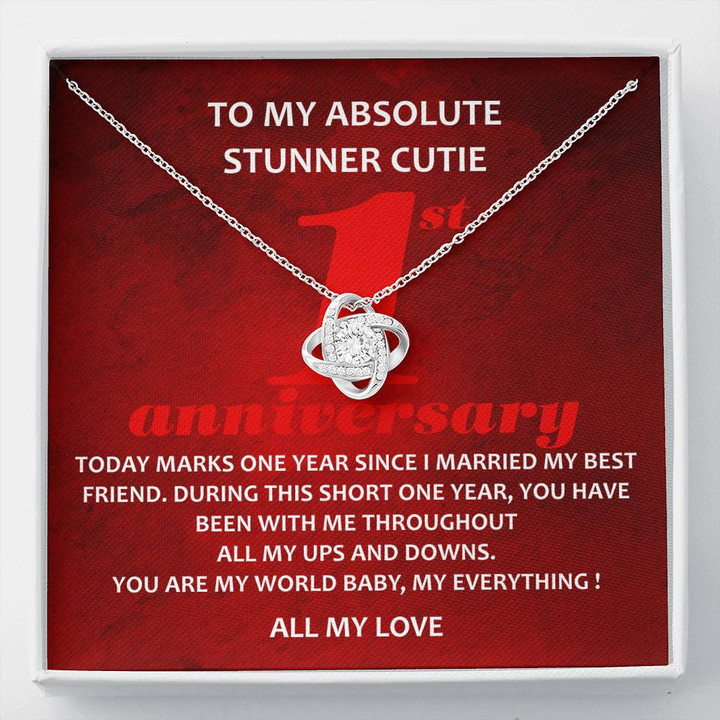 To My Absolute Stunner Cutie To My Wife Necklace Anniversary Gift For Wife, Birthday Gift For Wife, Gift For Wife, Necklace For Wife, Gift For Wife Birthday