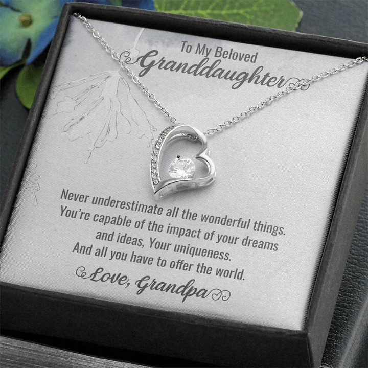 Personalized Gift From Grandpa, Heirloom Gift For Granddaughter, Granddaughter Personalized, Grandfather to Granddaughter, Birthday , Heart Necklace