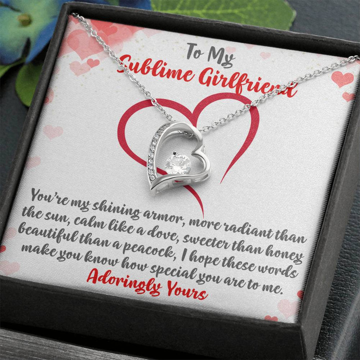 To My Girlfriend Necklace, Hairdresser Gift, Silver Heart Necklace, Christmas Gifts for Girlfriend, Anniversary Gift for Future Friend, , Heart Necklace
