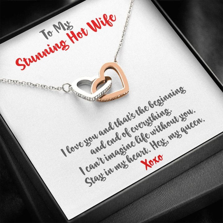 Interlocking Hearts Necklace, Husband & Wife, Birthday Gift For Wife From Husband, Wife�s Birthday, Wife's Jewelry, Wife's Anniversary Two Hearts Necklace