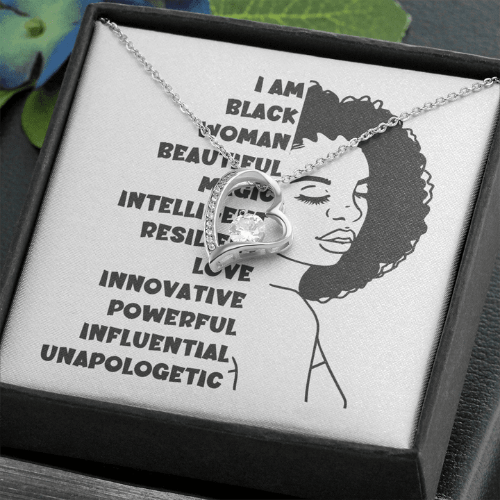 I Am Black Woman, Afro American Gifts, Melanin Gifts, Gifts For Black Women, African American Angel , Heart Necklace