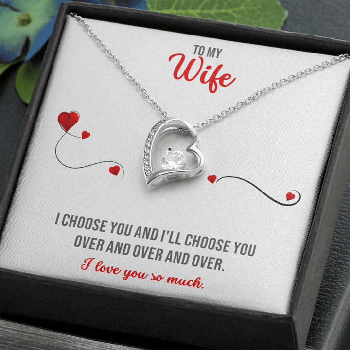 To My Wife Gift Necklace, To My Wife, To My Wife Necklace, To My Wife at Christmas, To My Wife First Valentine , Heart Necklace