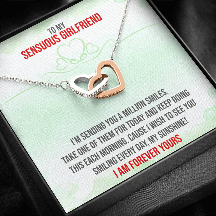 Sensuous Girlfriend,Anniversary Gift For,Soulmate Gift,Girlfriend Fiancee,Christmas Gift, Two Hearts Necklace