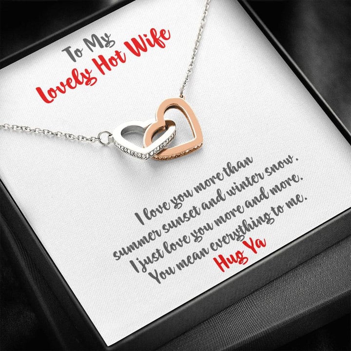 Interlocking Hearts, To My Wife Necklace, Anniversary Gift For Wife, Birthday Gift For Wife, Gift For Wife, Necklace For Wife, Gift For Wife Two Hearts Necklace