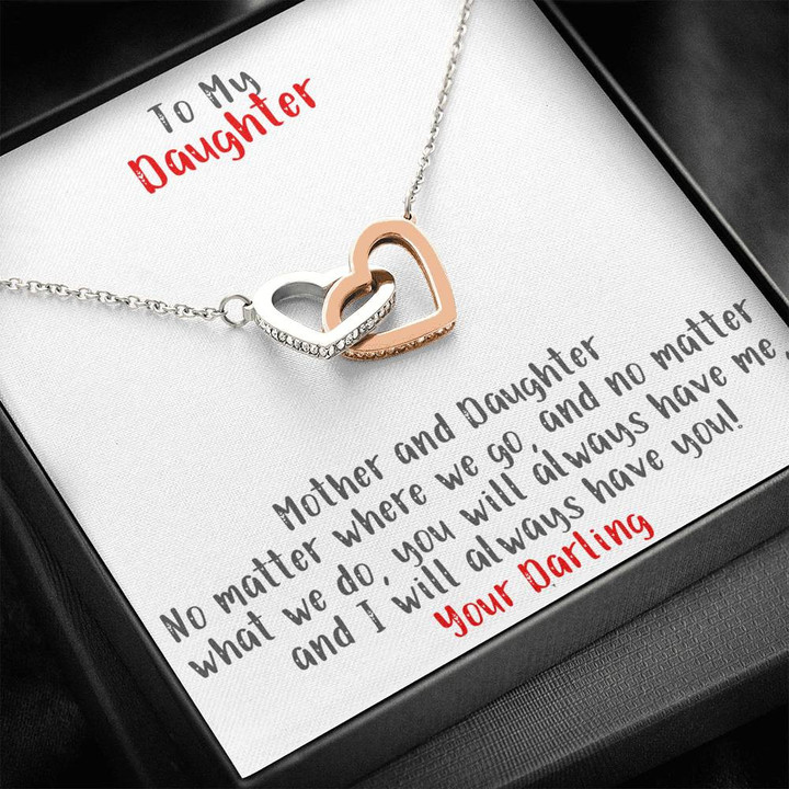 Love Necklace, Mother & Daughter Necklace, Birthday Gift Ideas For Daughter From Mom or Dad, Daughter Gift, Jewelry For Daughter Two Hearts Necklace