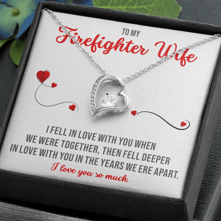 To My Firefighter Wife, To My Wife Gift, Gift from Husband , Heart Necklace