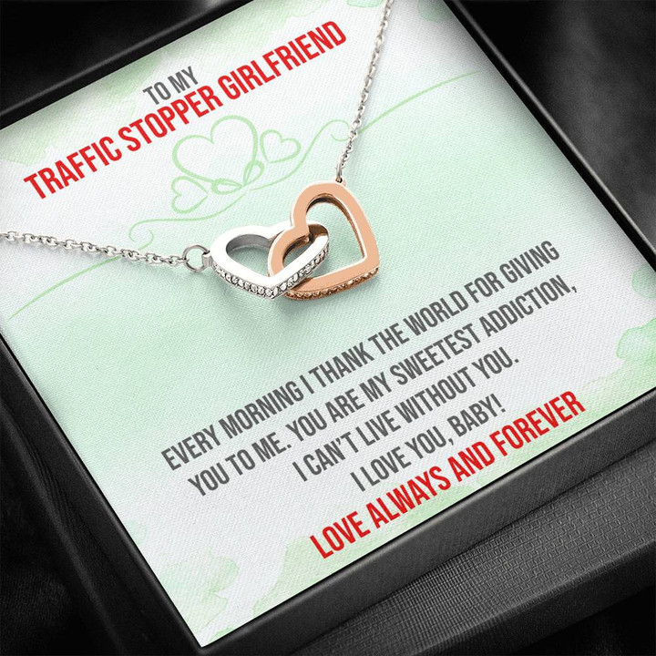 Traffic Stopper Girlfriend,To My Girlfriend,Soulmate Necklace,Anniversary Gifts,Christmas Gift, Two Hearts Necklace