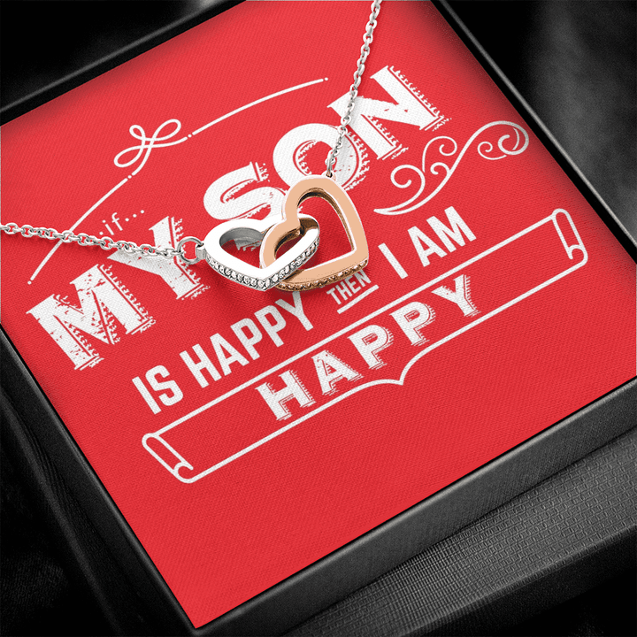 Gift from Dad, Gift from Mom, If My Son is Happy Then I am Happy, Two Hearts Necklace