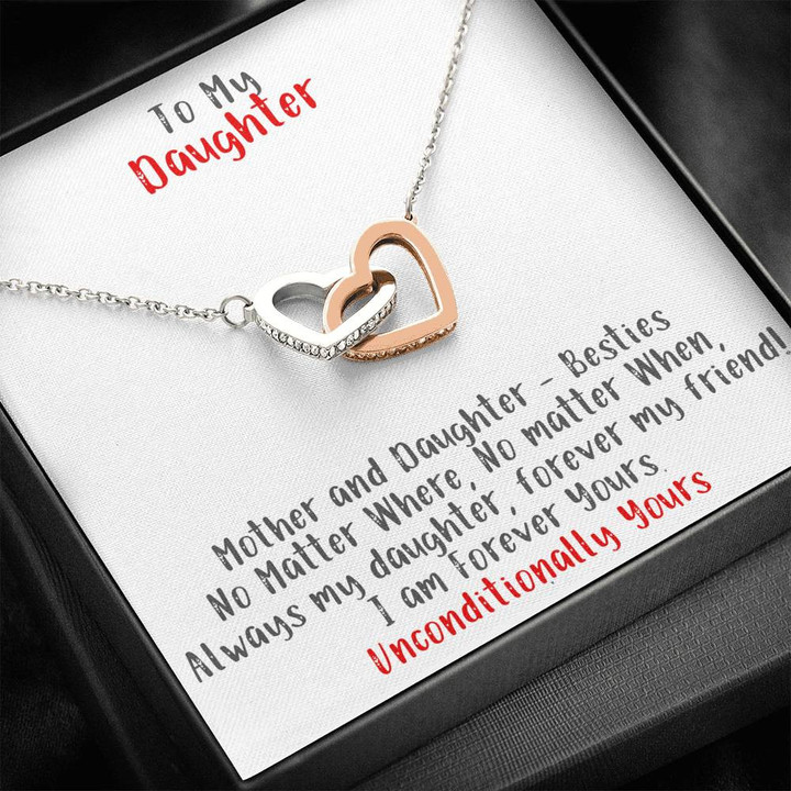 Interlocking Hearts Pendant Necklace, Always Keep Me In Your Heart, Birthday Gift For Daughter, To My Daughter Necklace, Forever Friend Two Hearts Necklace