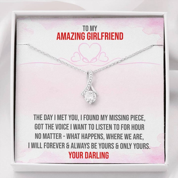 Amazing Girlfriend,White Gold Necklace,Girlfriend Gift,Gift For Bride,Christmas Gift Alluring Beauty Necklace